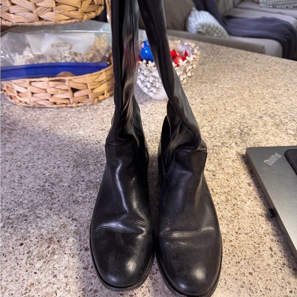 Frye Black and Tan Leather Boots